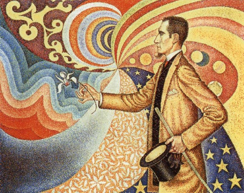 Paul Signac Portrait of Felix Feneon in Front of an Enamel of a Rhythmic Background of Measures and Angles France oil painting art